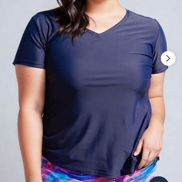 Calyspa V-neck Adele Swim Top Navy 2X NWT IN PACKAGE - Picture 1 of 10